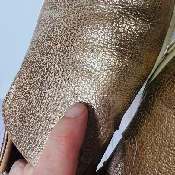 Frye Pebbled Rose Gold Leather Flat Slip-On Loafers - Picture 10 of 10